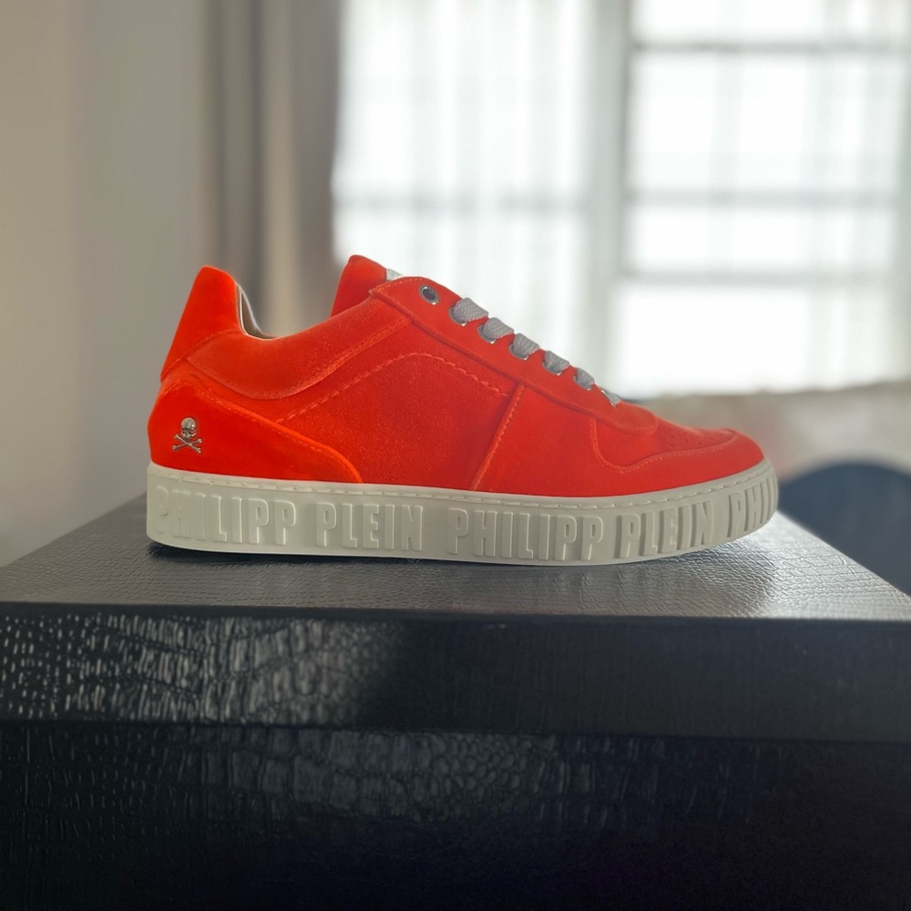 Philipp Plein King Power Limited Edition Orange Velvet Sneakers
